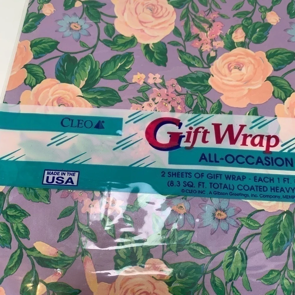 Vintage Gift Wrap Wrapping Paper Cleo Disney Floral set of 2 NIP